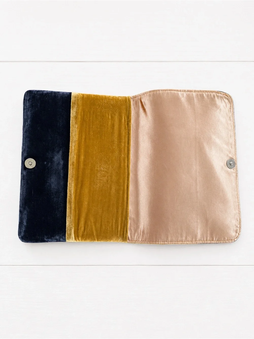 Shiraleah Velvet Colorblock Clutch - Mustard and Grey